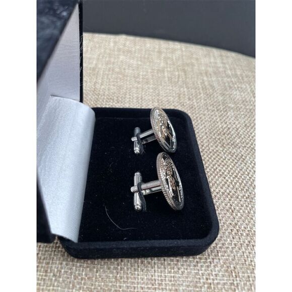 Pennsylvania Quarter Cufflinks Silver Bullet Back Men's Anniversary Gift - Picture 2 of 4